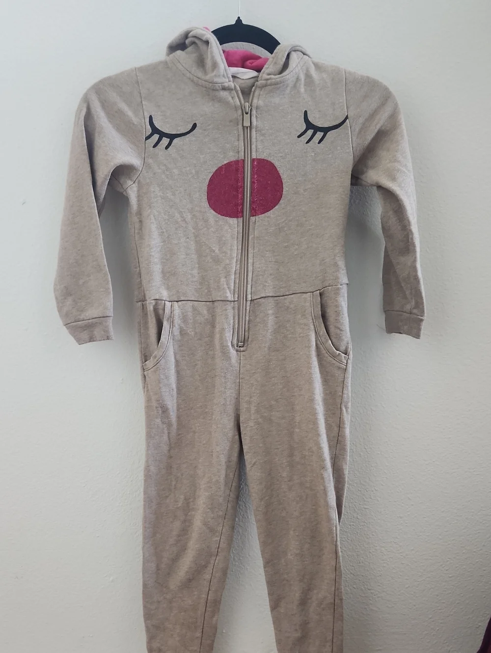 H&M Beige Hooded Kids Reindeer Onesie 5-6Y